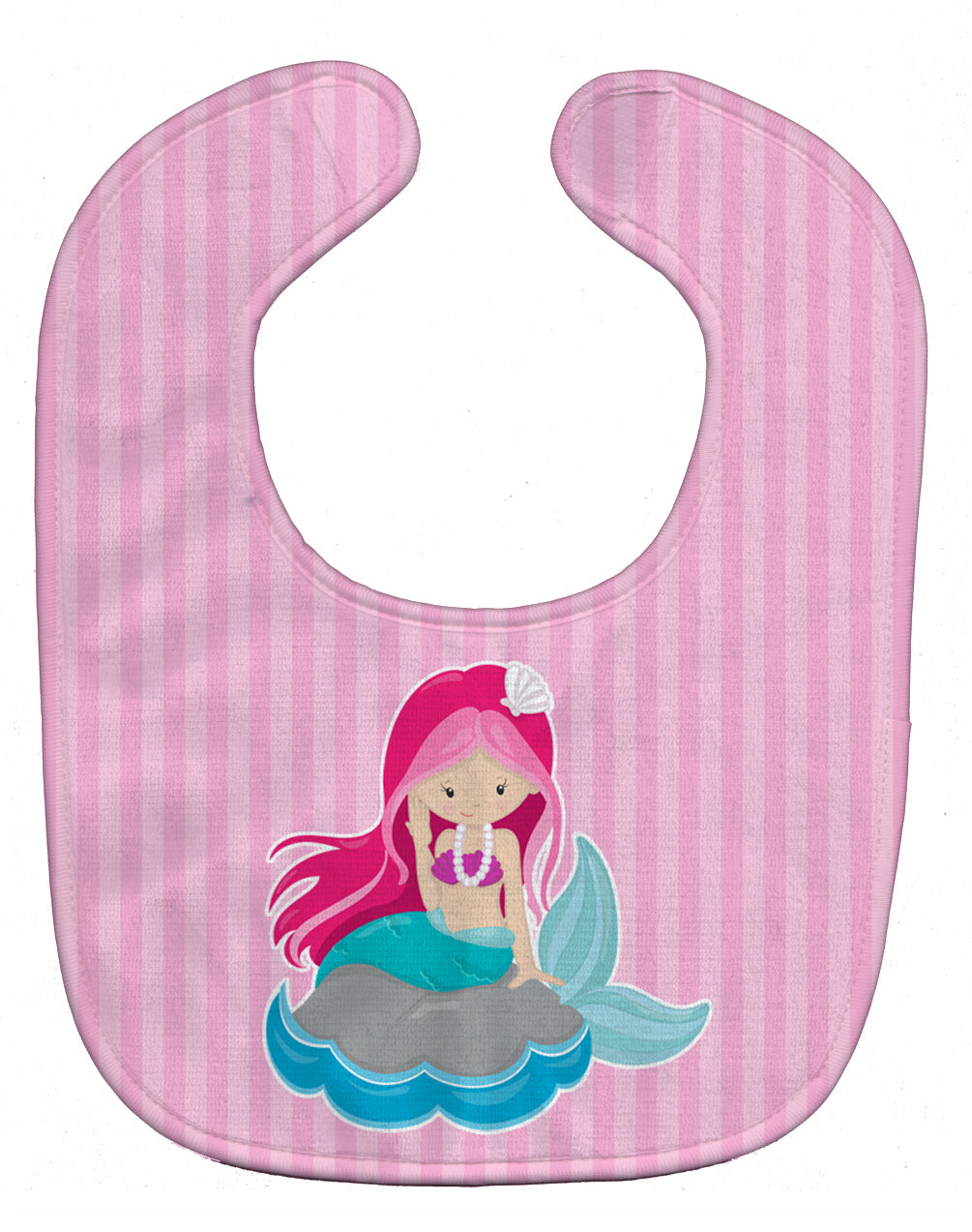 Beach Mermaid Pink Hair #3 Baby Bib Easy-Clean Baby Bib Baby Feeding Accessory Baby Mealtime Essential, 10 x 13, Multicolor