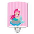 Beach Mermaid Pink Hair #3 Ceramic Night Light Compact, UL-Certified, Ideal for Bedroom, Bathroom, Nursery, Hallway, Kitchen, 6x4x3, Multicolor