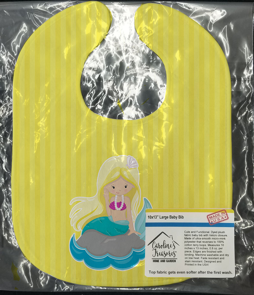 Beach Mermaid Blonde Hair #2 Baby Bib Easy-Clean Baby Bib Baby Feeding Accessory Baby Mealtime Essential, 10 x 13, Multicolor