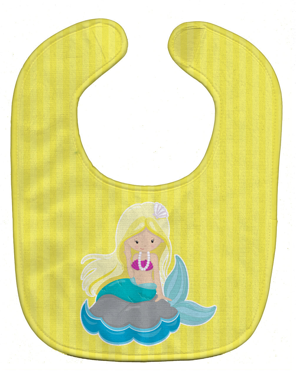 Beach Mermaid Blonde Hair #2 Baby Bib Easy-Clean Baby Bib Baby Feeding Accessory Baby Mealtime Essential, 10 x 13, Multicolor