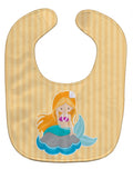 Beach Mermaid Ginger Hair Baby Bib Easy-Clean Baby Bib Baby Feeding Accessory Baby Mealtime Essential, 10 x 13, Multicolor