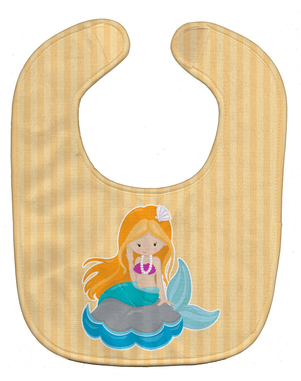 Beach Mermaid Ginger Hair Baby Bib Easy-Clean Baby Bib Baby Feeding Accessory Baby Mealtime Essential, 10 x 13, Multicolor