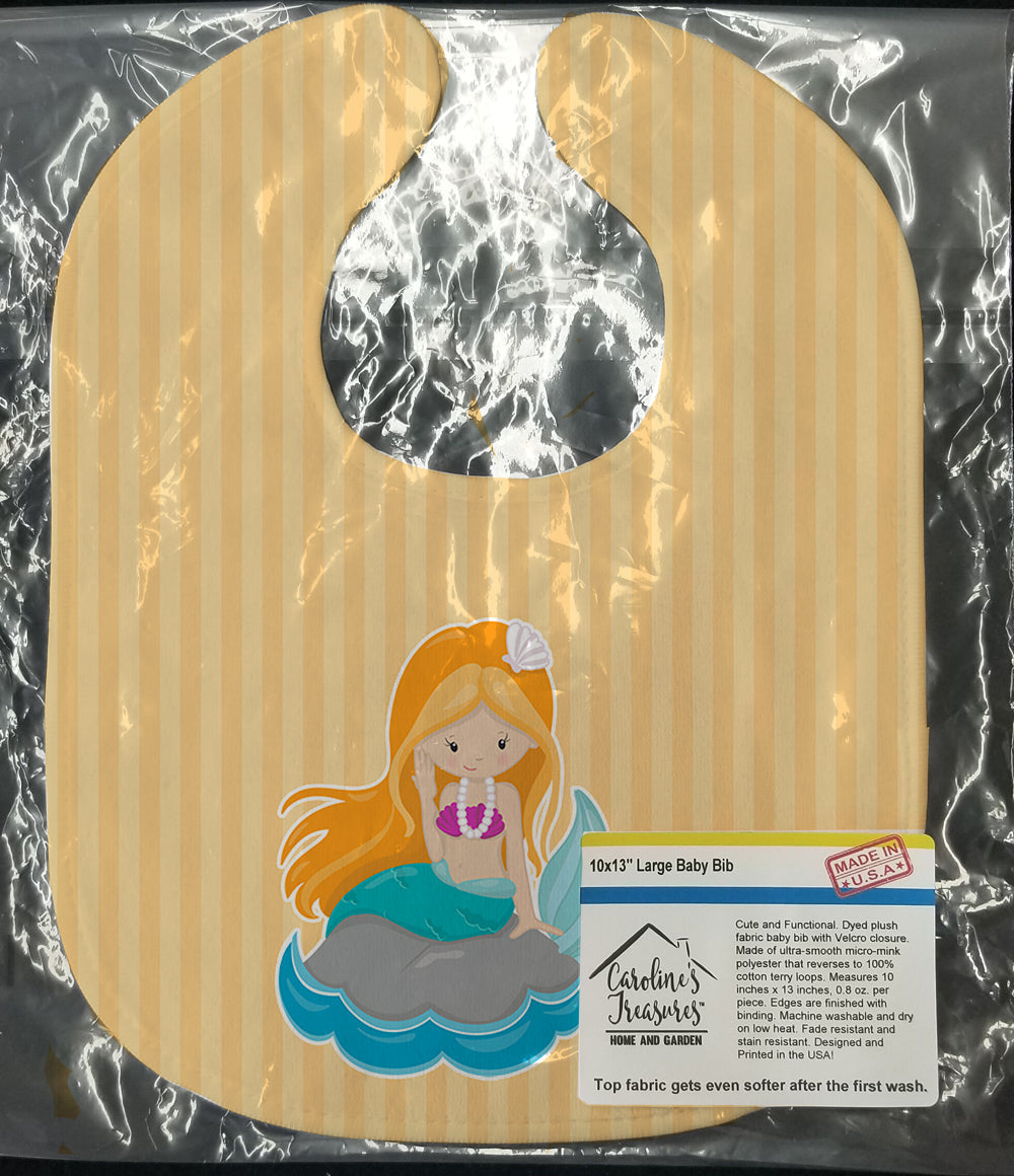Beach Mermaid Ginger Hair Baby Bib Easy-Clean Baby Bib Baby Feeding Accessory Baby Mealtime Essential, 10 x 13, Multicolor