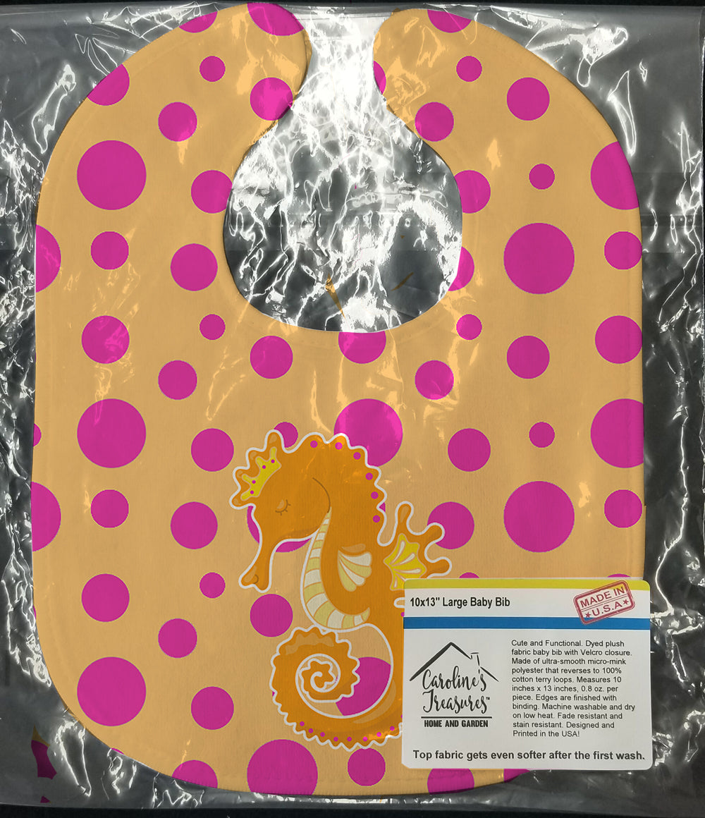 Beach Seahorse Baby Bib Easy-Clean Baby Bib Baby Feeding Accessory Baby Mealtime Essential, 10 x 13, Multicolor