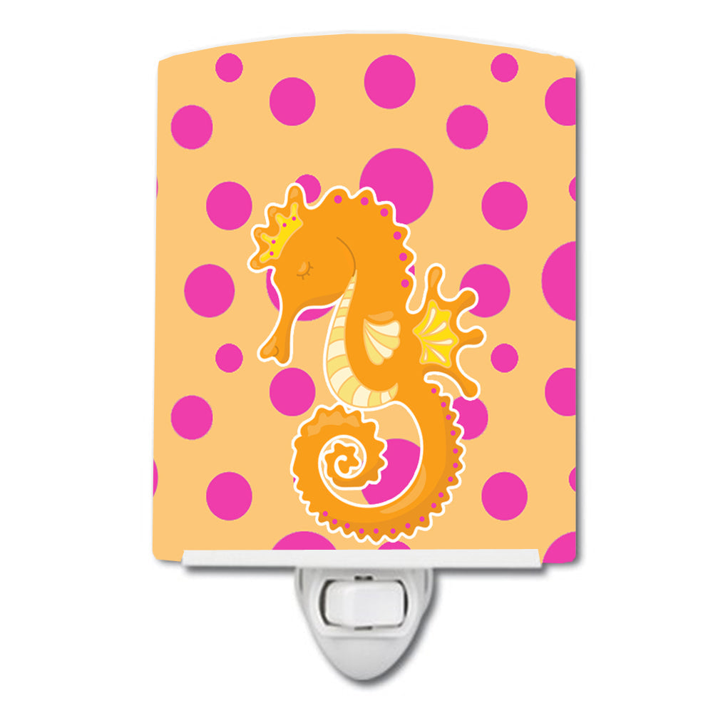 Beach Seahorse Ceramic Night Light Compact, UL-Certified, Ideal for Bedroom, Bathroom, Nursery, Hallway, Kitchen, 6x4x3, Multicolor