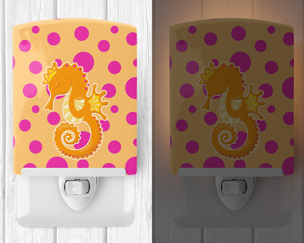Beach Seahorse Ceramic Night Light Compact, UL-Certified, Ideal for Bedroom, Bathroom, Nursery, Hallway, Kitchen, 6x4x3, Multicolor