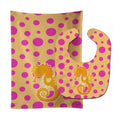Beach Seahorse Baby Bib & Burp Cloth Easy-Clean Baby Bib Baby Feeding Accessory Baby Mealtime Essential