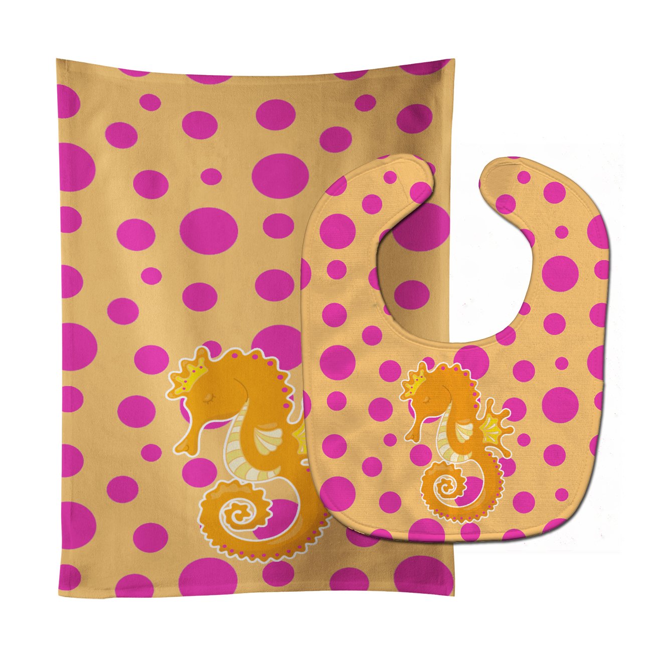 Beach Seahorse Baby Bib & Burp Cloth Easy-Clean Baby Bib Baby Feeding Accessory Baby Mealtime Essential