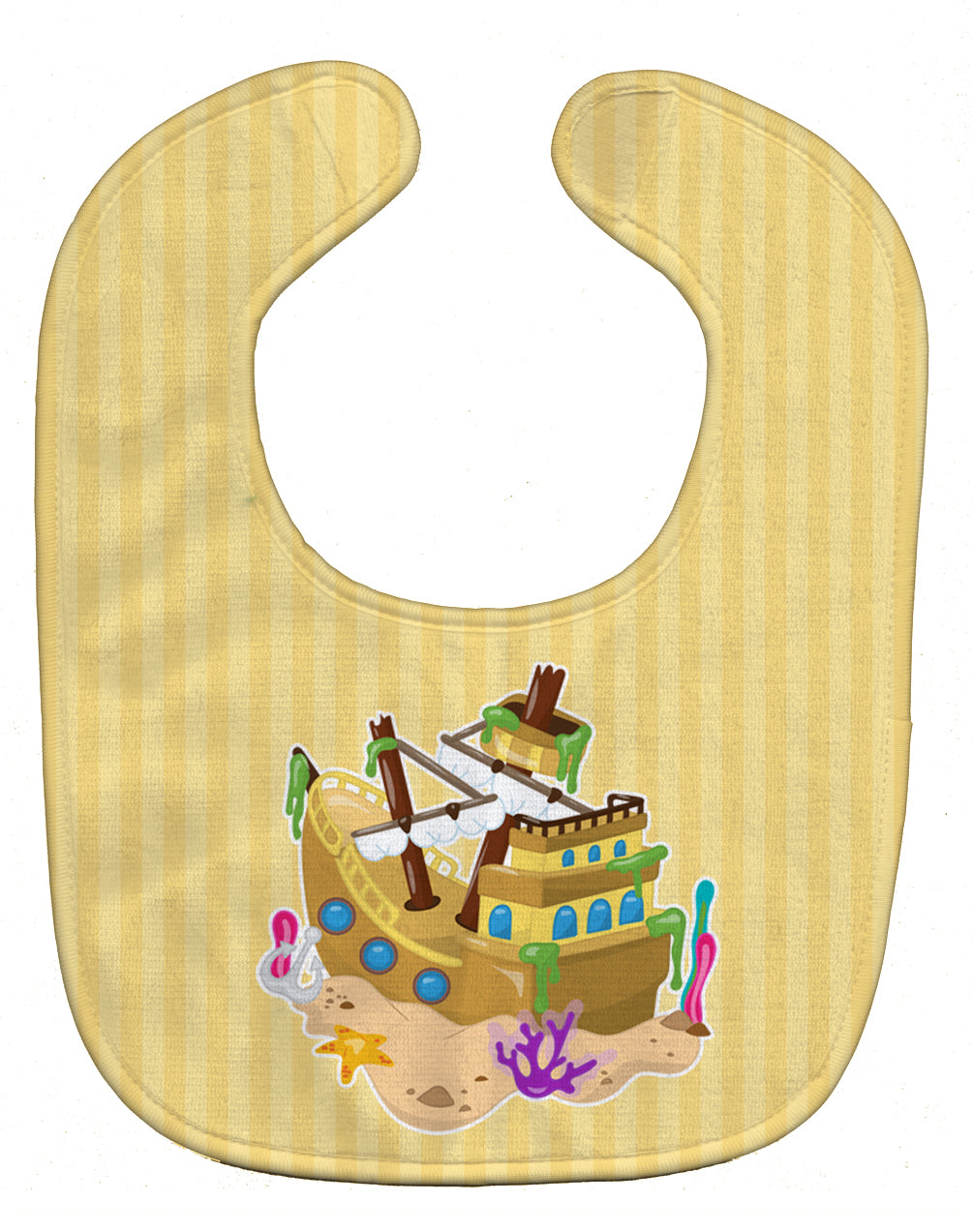 Beach Pirate Ship Baby Bib Easy-Clean Baby Bib Baby Feeding Accessory Baby Mealtime Essential, 10 x 13, Multicolor