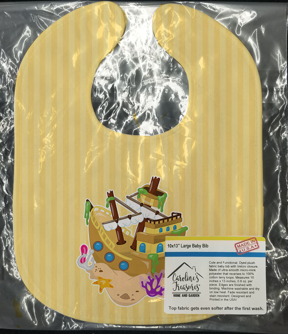 Beach Pirate Ship Baby Bib Easy-Clean Baby Bib Baby Feeding Accessory Baby Mealtime Essential, 10 x 13, Multicolor