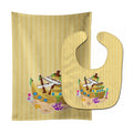 Beach Pirate Ship Baby Bib & Burp Cloth Easy-Clean Baby Bib Baby Feeding Accessory Baby Mealtime Essential