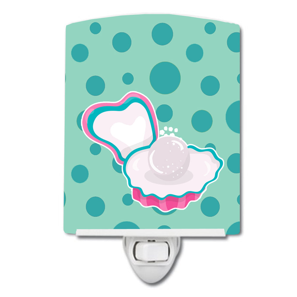 Beach Pearl Ceramic Night Light Compact, UL-Certified, Ideal for Bedroom, Bathroom, Nursery, Hallway, Kitchen, 6x4x3, Multicolor