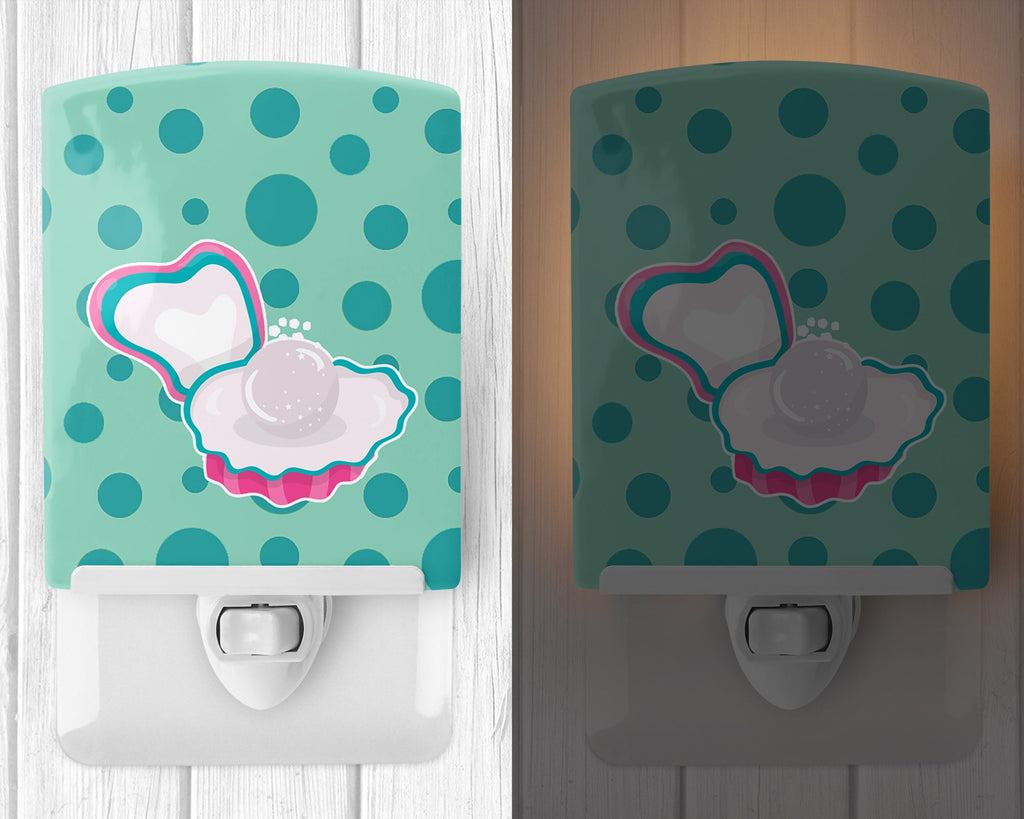 Beach Pearl Ceramic Night Light Compact, UL-Certified, Ideal for Bedroom, Bathroom, Nursery, Hallway, Kitchen, 6x4x3, Multicolor