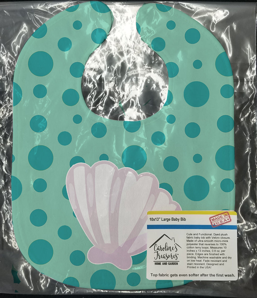 Beach Scallop Shell Baby Bib Easy-Clean Baby Bib Baby Feeding Accessory Baby Mealtime Essential, 10 x 13, Multicolor