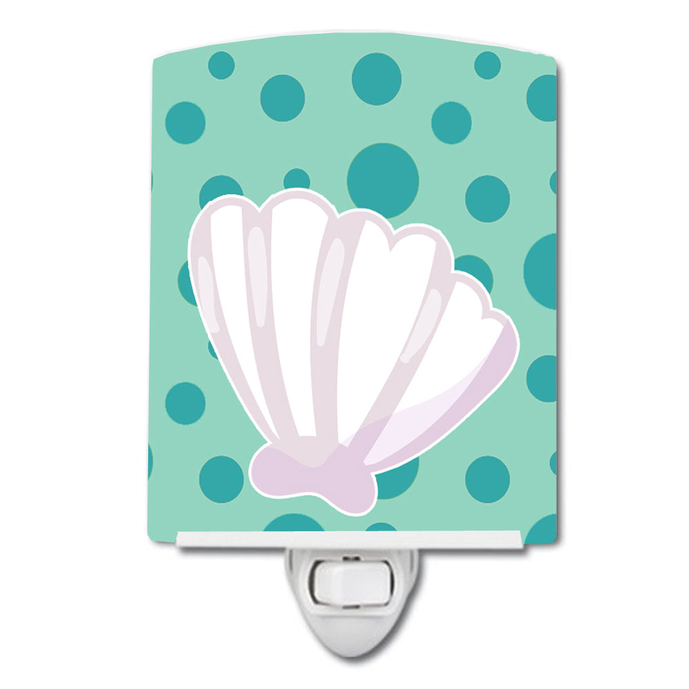 Beach Scallop Shell Ceramic Night Light Compact, UL-Certified, Ideal for Bedroom, Bathroom, Nursery, Hallway, Kitchen, 6x4x3, Multicolor