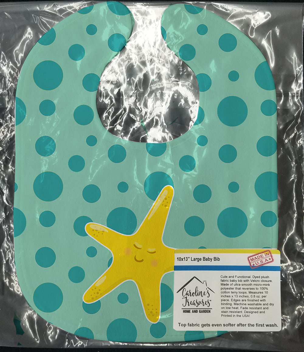 Beach Starfish Baby Bib Easy-Clean Baby Bib Baby Feeding Accessory Baby Mealtime Essential, 10 x 13, Multicolor