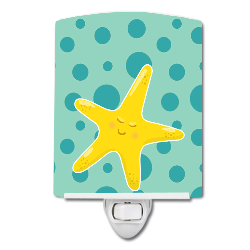 Beach Starfish Ceramic Night Light Compact, UL-Certified, Ideal for Bedroom, Bathroom, Nursery, Hallway, Kitchen, 6x4x3, Multicolor