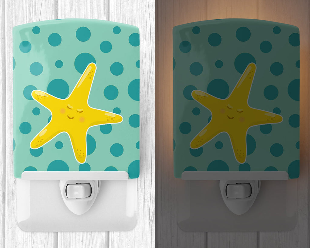 Beach Starfish Ceramic Night Light Compact, UL-Certified, Ideal for Bedroom, Bathroom, Nursery, Hallway, Kitchen, 6x4x3, Multicolor