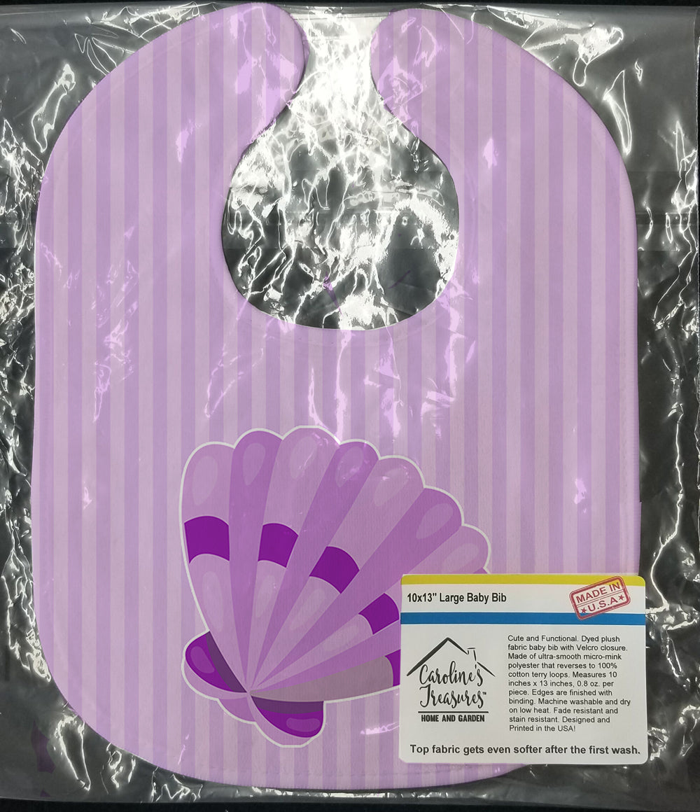 Beach Scallop Shell #2 Baby Bib Easy-Clean Baby Bib Baby Feeding Accessory Baby Mealtime Essential, 10 x 13, Multicolor