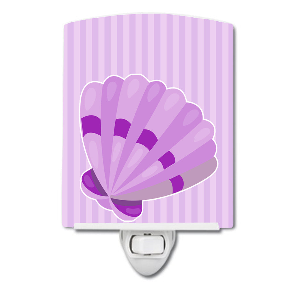 Beach Scallop Shell #2 Ceramic Night Light Compact, UL-Certified, Ideal for Bedroom, Bathroom, Nursery, Hallway, Kitchen, 6x4x3, Multicolor