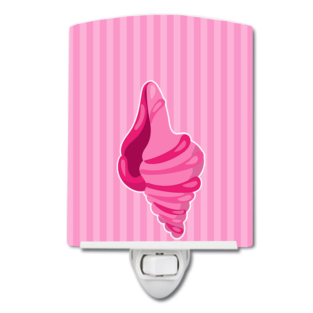 Beach Shell Pink Ceramic Night Light Compact, UL-Certified, Ideal for Bedroom, Bathroom, Nursery, Hallway, Kitchen, 6x4x3, Multicolor