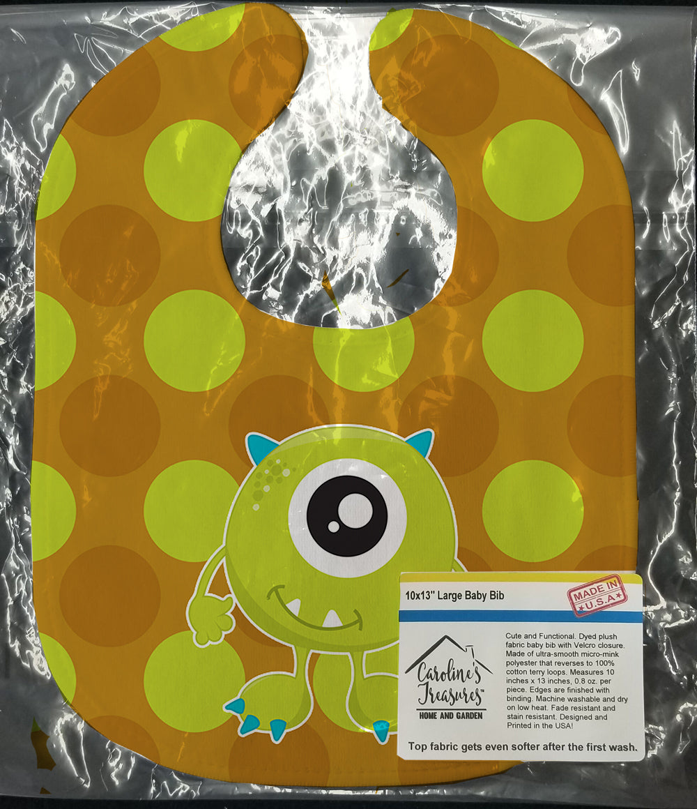 Monster Green Nola Baby Bib Easy-Clean Baby Bib Baby Feeding Accessory Baby Mealtime Essential, 10 x 13, Multicolor