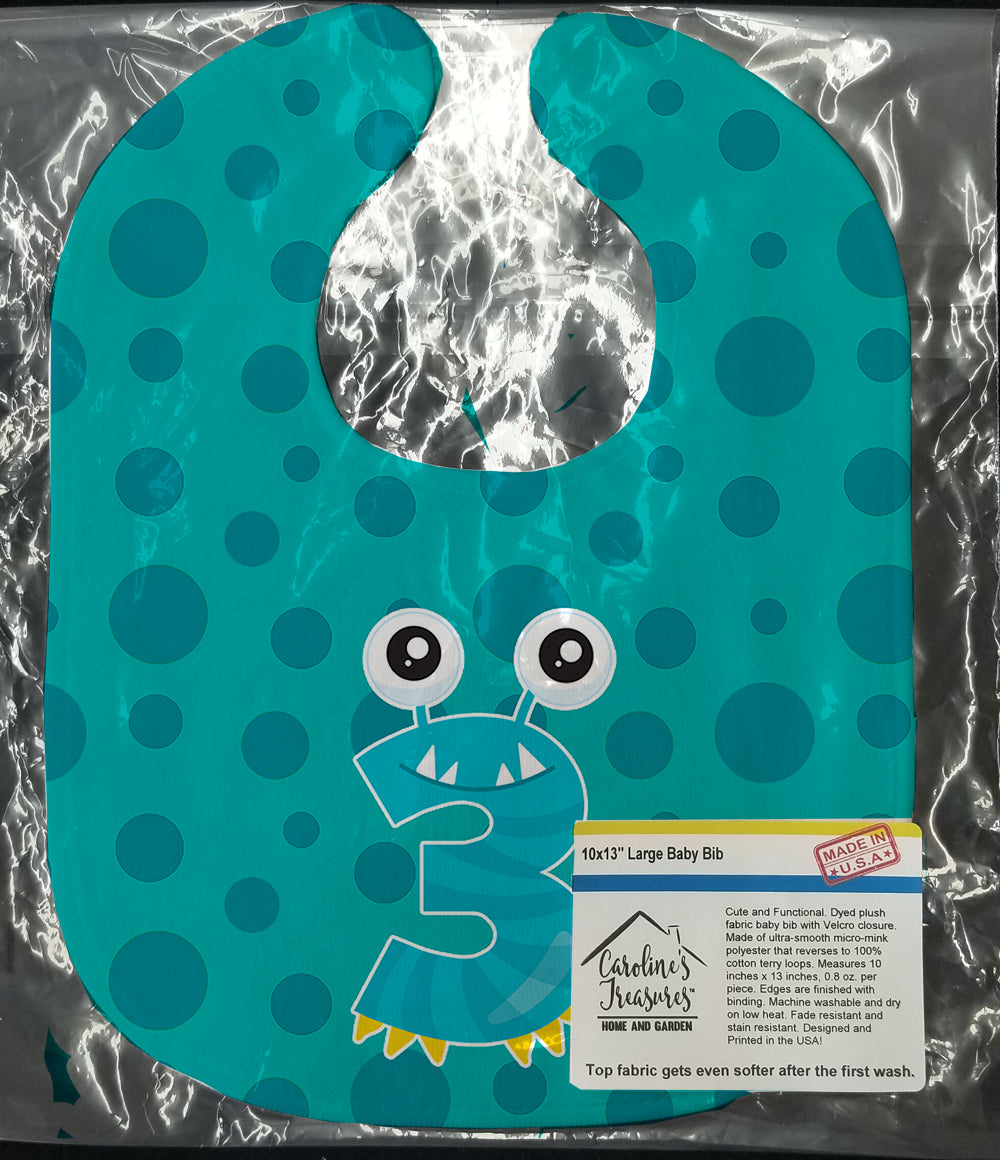 Monster Month 3 Baby Bib Easy-Clean Baby Bib Baby Feeding Accessory Baby Mealtime Essential, 10 x 13, Multicolor