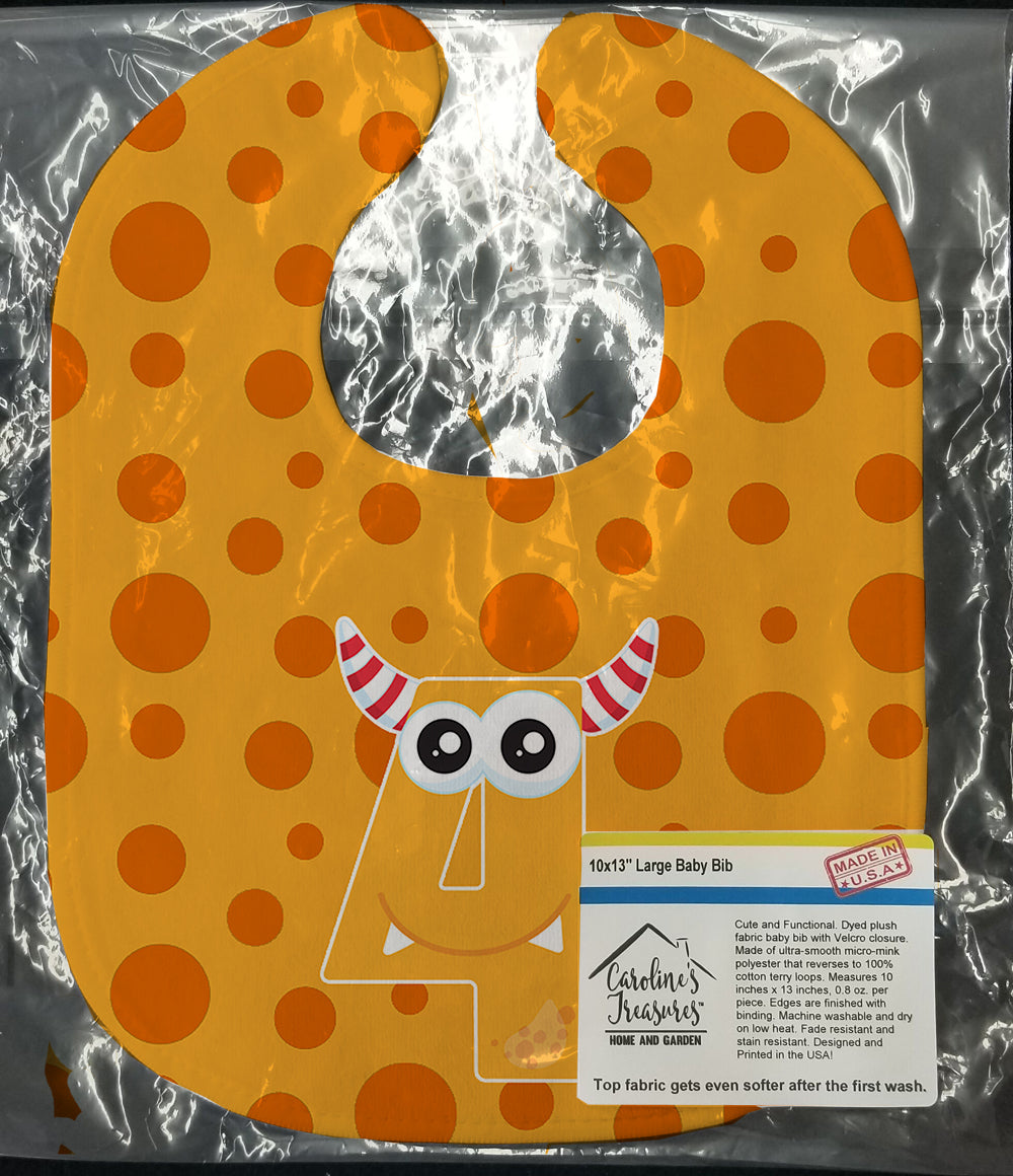 Monster Month 4 Baby Bib Easy-Clean Baby Bib Baby Feeding Accessory Baby Mealtime Essential, 10 x 13, Multicolor