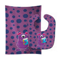 Monster Purple Baby Bib & Burp Cloth Easy-Clean Baby Bib Baby Feeding Accessory Baby Mealtime Essential
