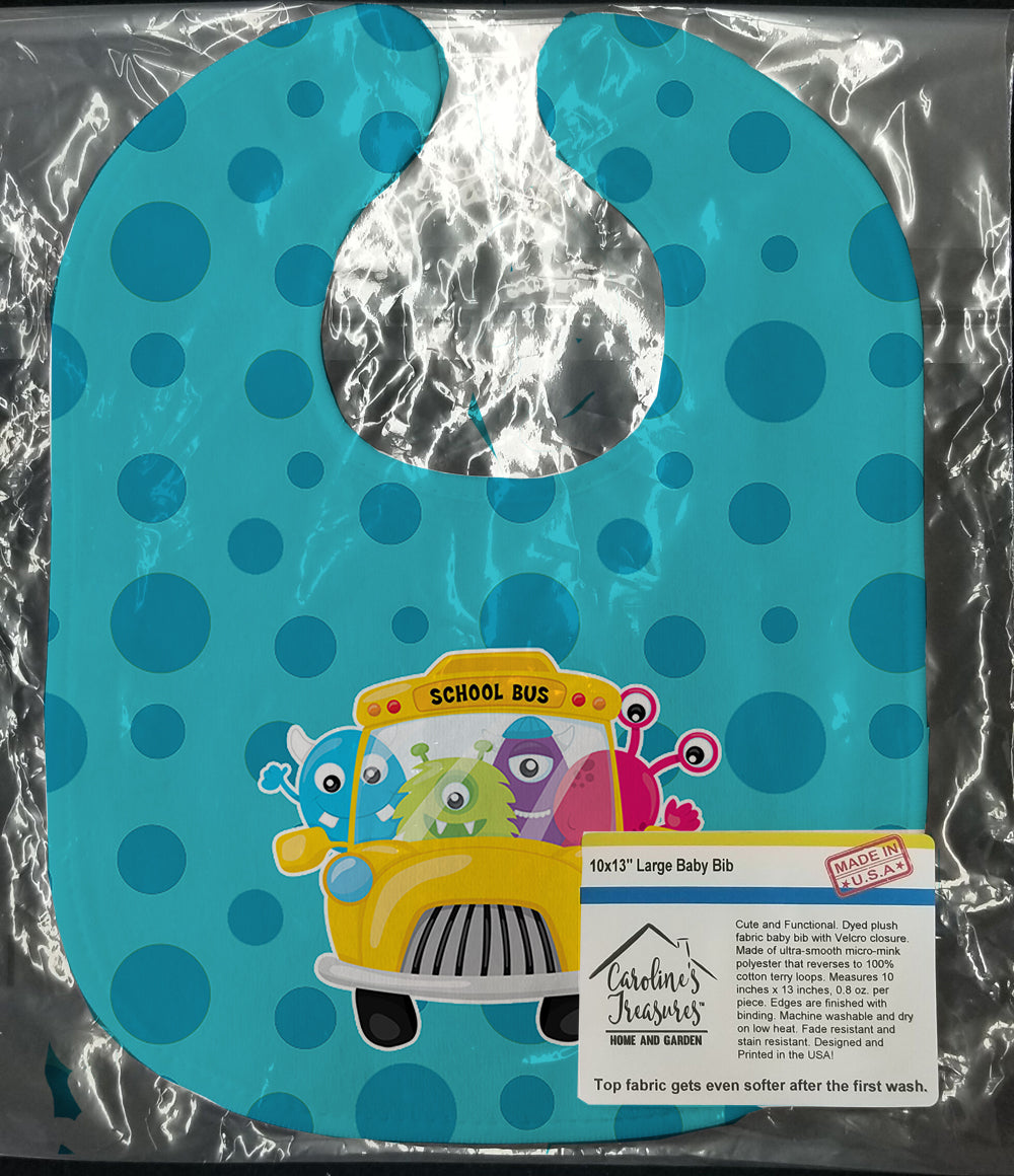 Monster School Bus Baby Bib Easy-Clean Baby Bib Baby Feeding Accessory Baby Mealtime Essential, 10 x 13, Multicolor