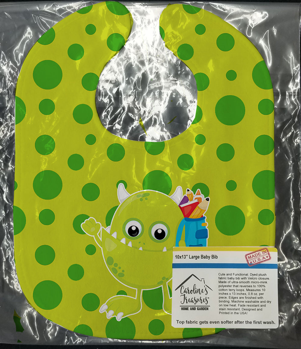 Monster Green Baby Bib Easy-Clean Baby Bib Baby Feeding Accessory Baby Mealtime Essential, 10 x 13, Multicolor