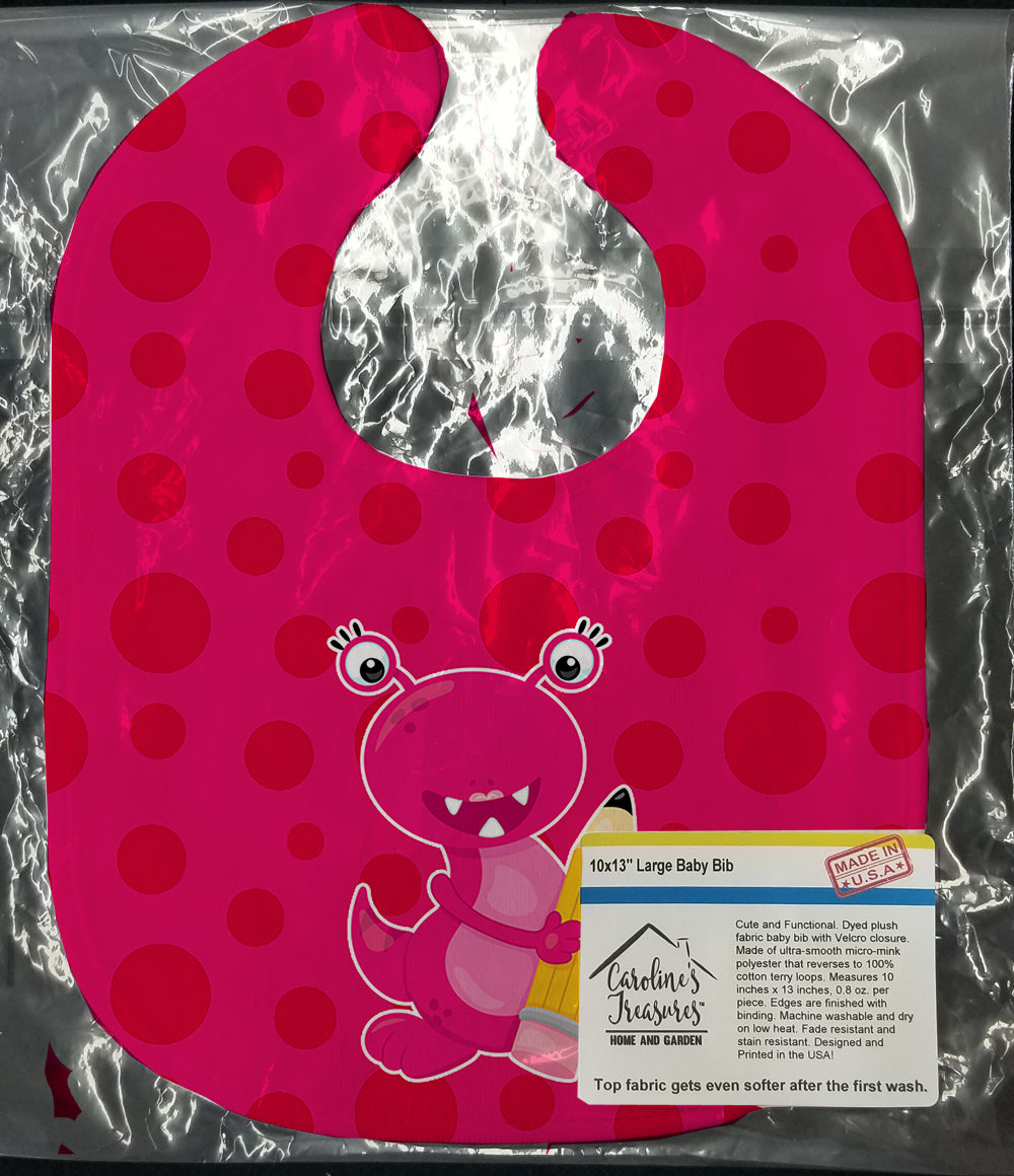 Monster Pink Baby Bib Easy-Clean Baby Bib Baby Feeding Accessory Baby Mealtime Essential, 10 x 13, Multicolor