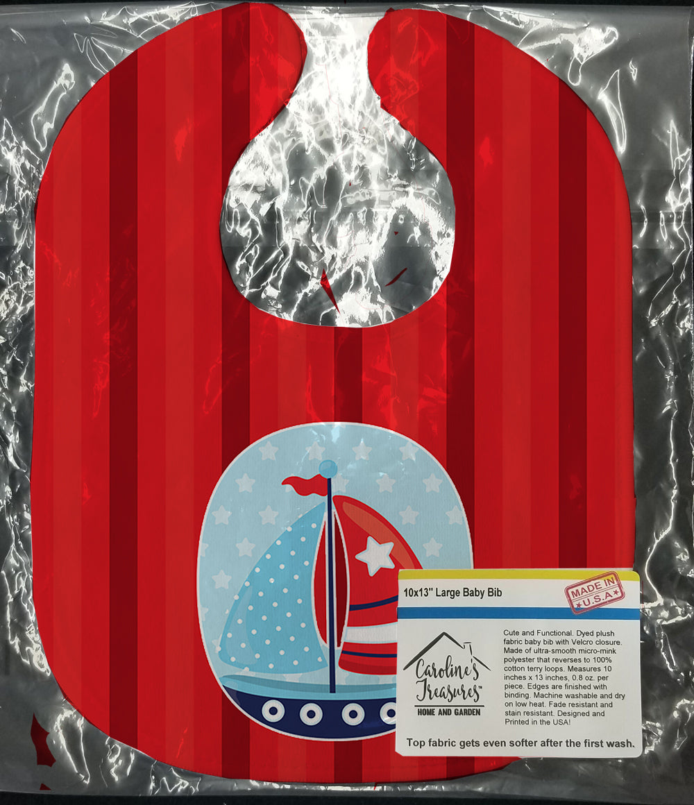 Nautical Sailboat Baby Bib Easy-Clean Baby Bib Baby Feeding Accessory Baby Mealtime Essential, 10 x 13, Multicolor
