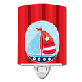 Nautical Sailboat Ceramic Night Light Compact, UL-Certified, Ideal for Bedroom, Bathroom, Nursery, Hallway, Kitchen, 6x4x3, Multicolor