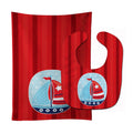 Nautical Sailboat Baby Bib & Burp Cloth Easy-Clean Baby Bib Baby Feeding Accessory Baby Mealtime Essential
