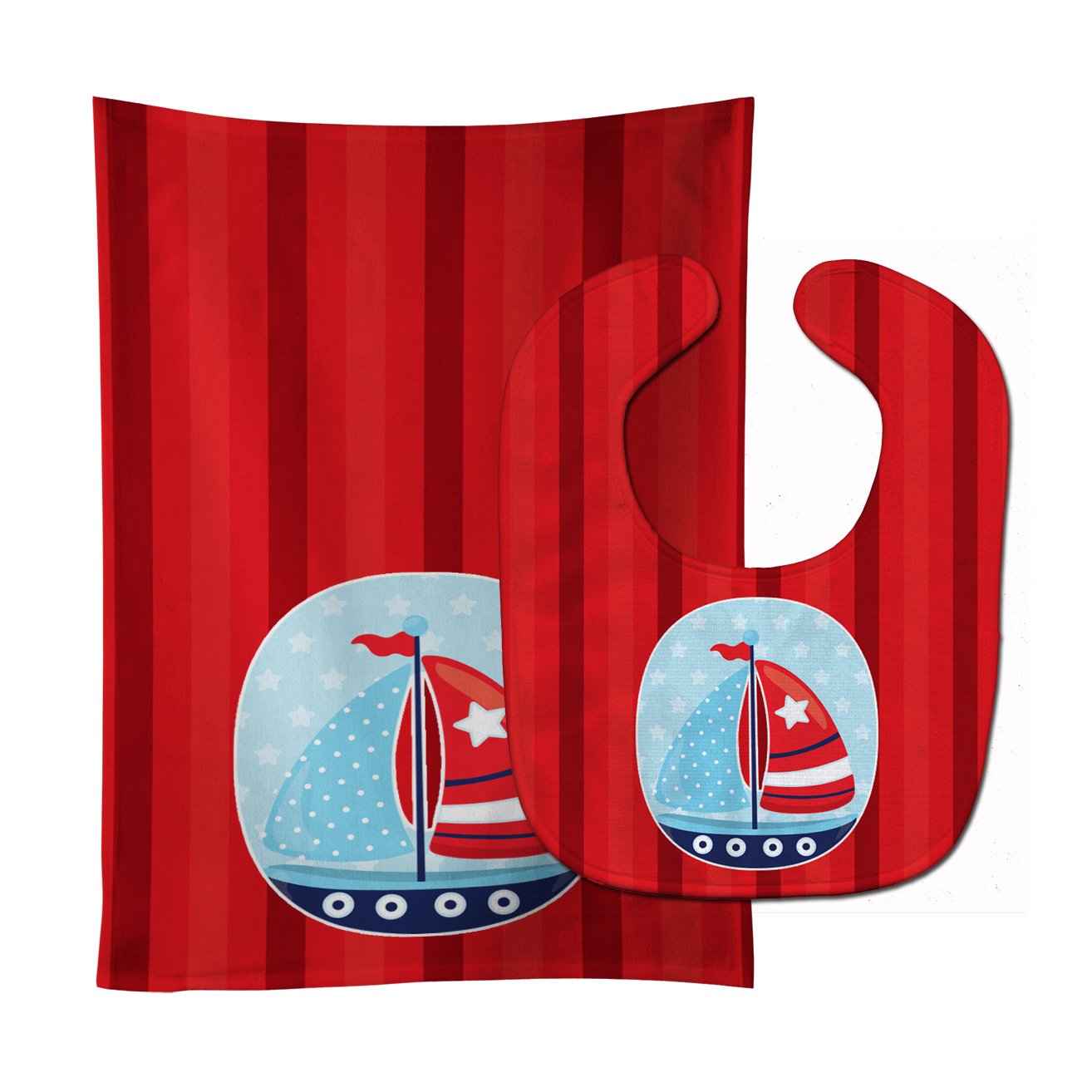 Nautical Sailboat Baby Bib & Burp Cloth Easy-Clean Baby Bib Baby Feeding Accessory Baby Mealtime Essential
