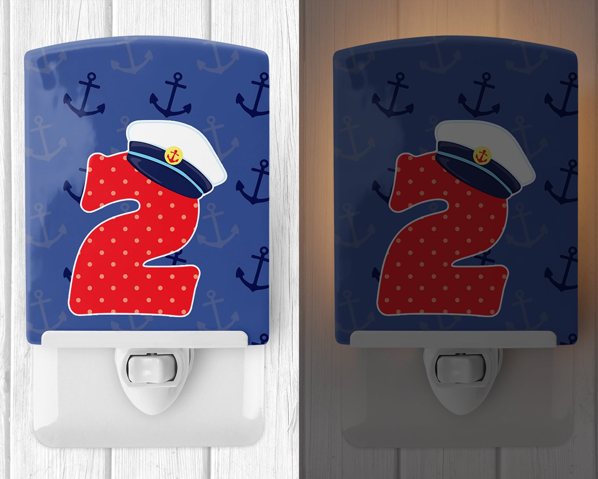 Nautical Month 2 Ceramic Night Light Compact, UL-Certified, Ideal for Bedroom, Bathroom, Nursery, Hallway, Kitchen, 6x4x3, Multicolor