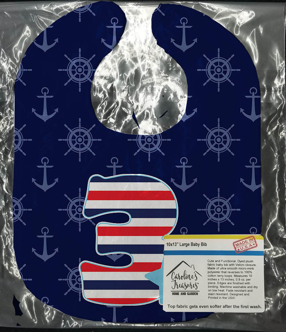 Nautical Month 3 Baby Bib Easy-Clean Baby Bib Baby Feeding Accessory Baby Mealtime Essential, 10 x 13, Multicolor