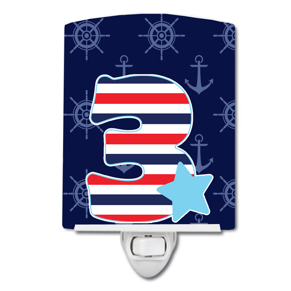 Nautical Month 3 Ceramic Night Light Compact, UL-Certified, Ideal for Bedroom, Bathroom, Nursery, Hallway, Kitchen, 6x4x3, Multicolor