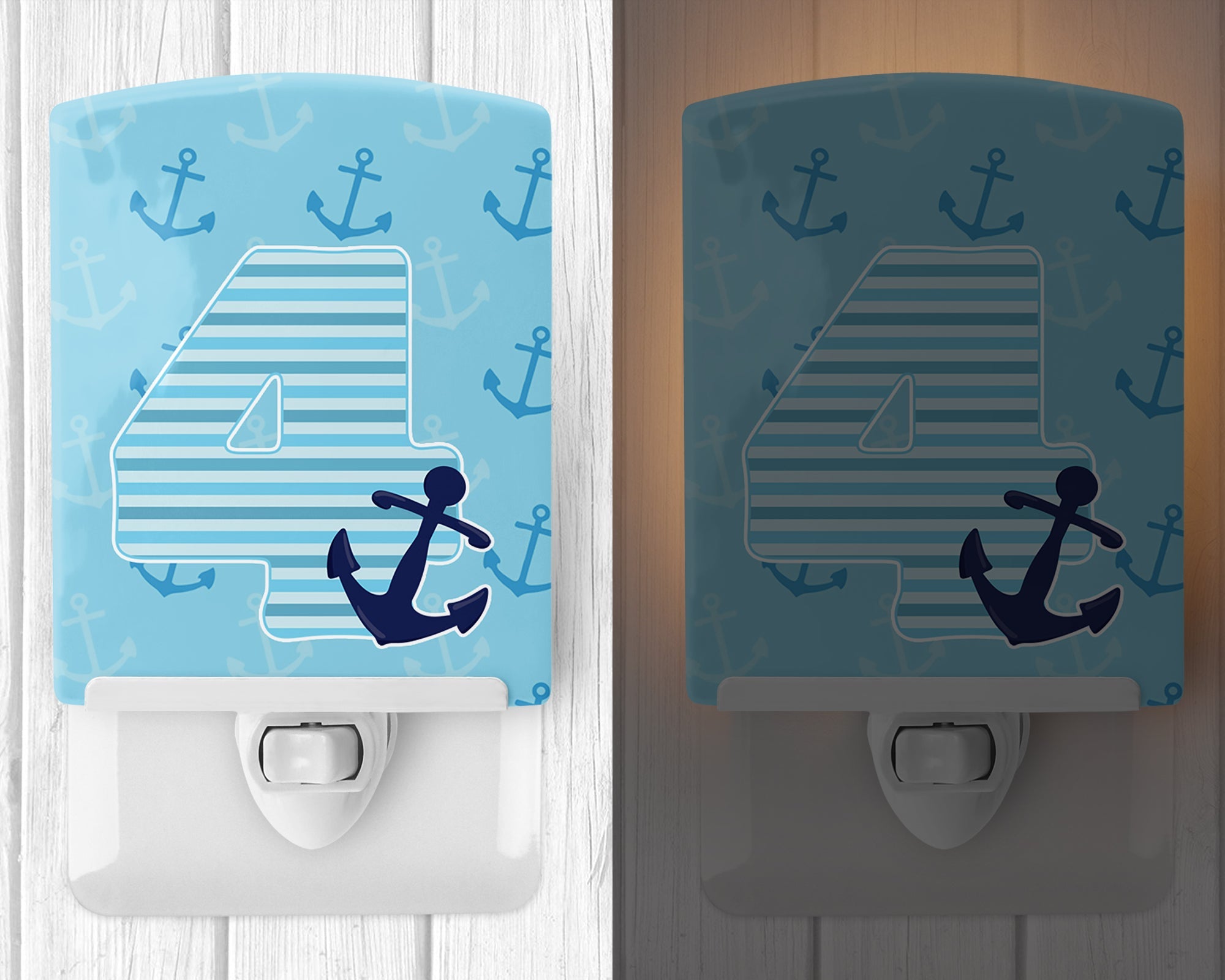 Nautical Month 4 Ceramic Night Light Compact, UL-Certified, Ideal for Bedroom, Bathroom, Nursery, Hallway, Kitchen, 6x4x3, Multicolor