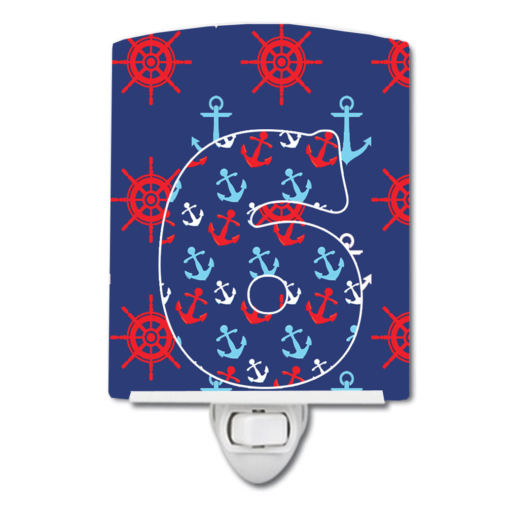 Nautical Month 6 Ceramic Night Light Compact, UL-Certified, Ideal for Bedroom, Bathroom, Nursery, Hallway, Kitchen, 6x4x3, Multicolor