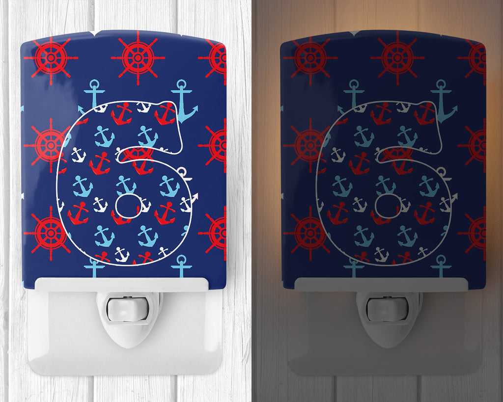 Nautical Month 6 Ceramic Night Light Compact, UL-Certified, Ideal for Bedroom, Bathroom, Nursery, Hallway, Kitchen, 6x4x3, Multicolor