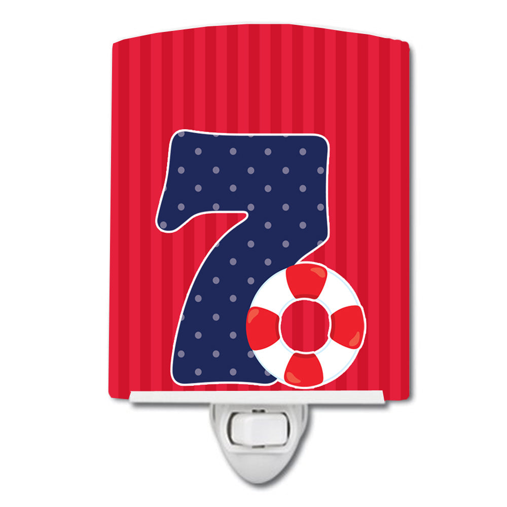 Nautical Month 7 Ceramic Night Light Compact, UL-Certified, Ideal for Bedroom, Bathroom, Nursery, Hallway, Kitchen, 6x4x3, Multicolor