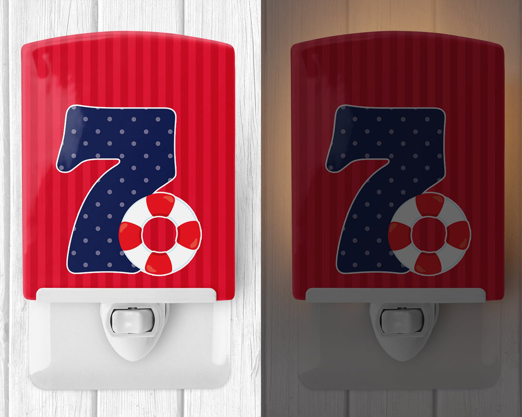 Nautical Month 7 Ceramic Night Light Compact, UL-Certified, Ideal for Bedroom, Bathroom, Nursery, Hallway, Kitchen, 6x4x3, Multicolor