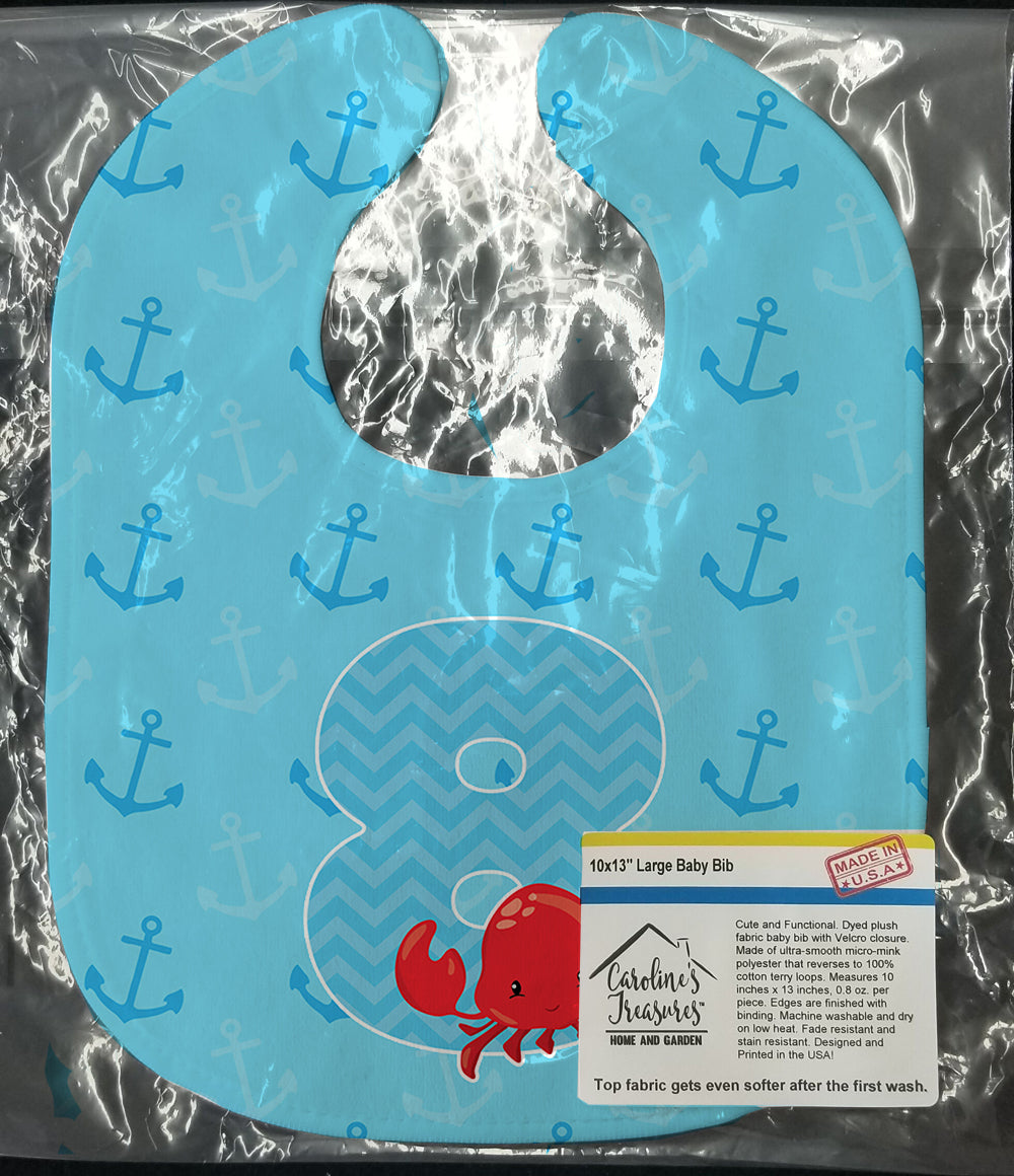 Nautical Month 8 Baby Bib Easy-Clean Baby Bib Baby Feeding Accessory Baby Mealtime Essential, 10 x 13, Multicolor