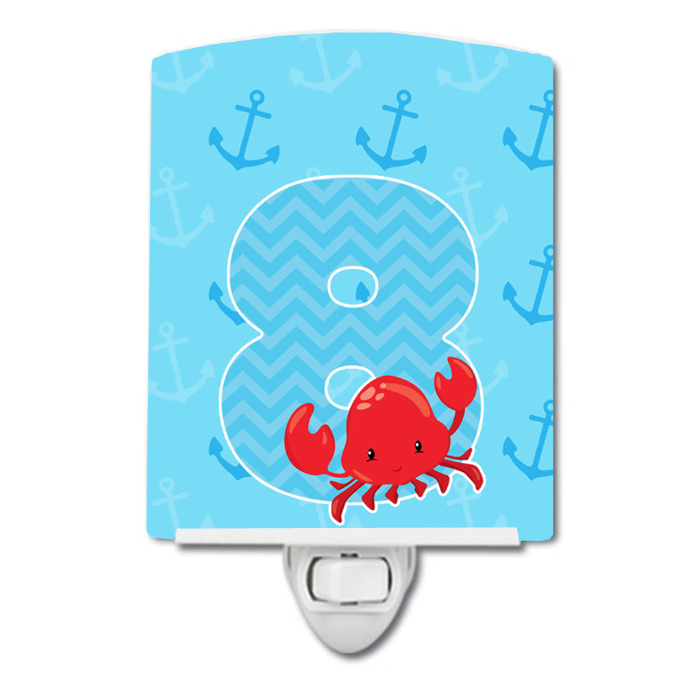Nautical Month 8 Ceramic Night Light Compact, UL-Certified, Ideal for Bedroom, Bathroom, Nursery, Hallway, Kitchen, 6x4x3, Multicolor