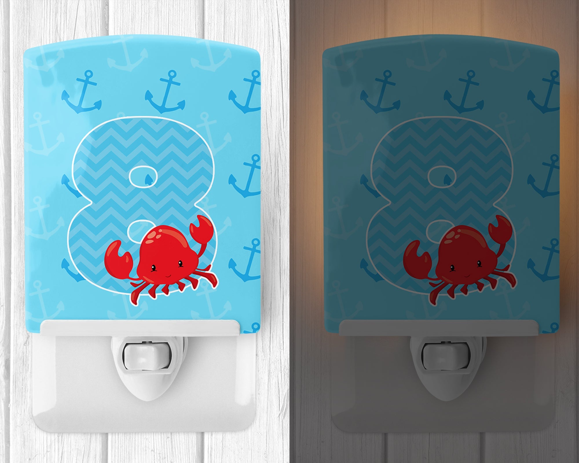 Nautical Month 8 Ceramic Night Light Compact, UL-Certified, Ideal for Bedroom, Bathroom, Nursery, Hallway, Kitchen, 6x4x3, Multicolor