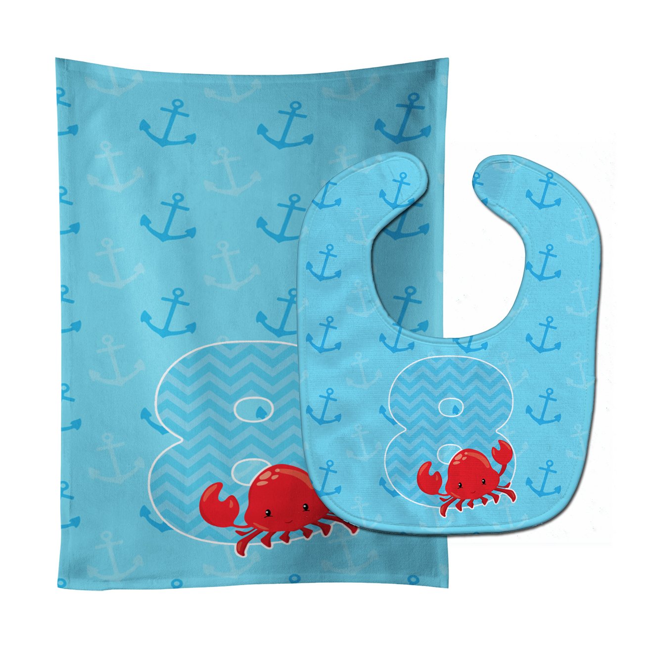 Nautical Month 8 Baby Bib & Burp Cloth Easy-Clean Baby Bib Baby Feeding Accessory Baby Mealtime Essential