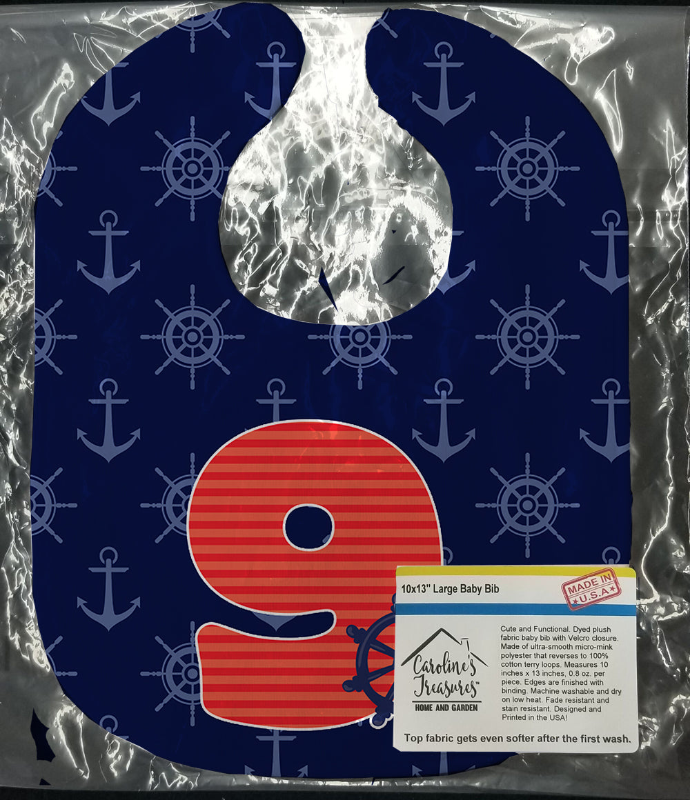 Nautical Month 9 Baby Bib Easy-Clean Baby Bib Baby Feeding Accessory Baby Mealtime Essential, 10 x 13, Multicolor