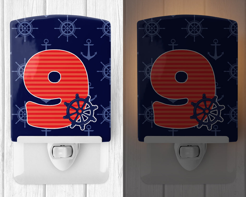 Nautical Month 9 Ceramic Night Light Compact, UL-Certified, Ideal for Bedroom, Bathroom, Nursery, Hallway, Kitchen, 6x4x3, Multicolor